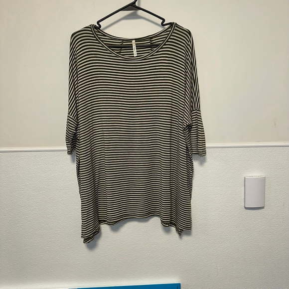 Women's mittoshop Striped Top Size S/M Green and White Oversized - Picture 1 of 12